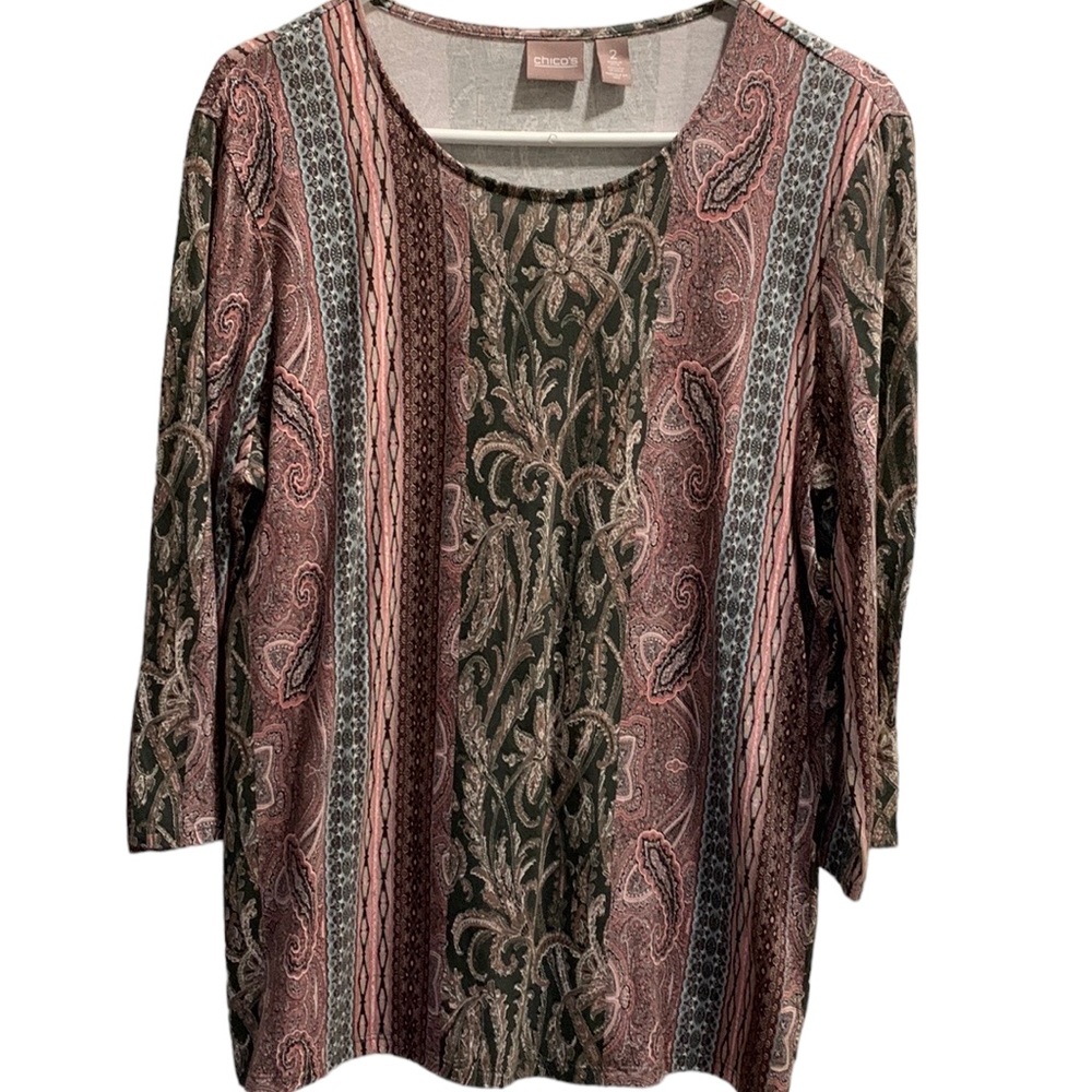 Chico’s 3/4 Sleeve Top with Scoop Neck Size Large - Picture 14 of 14